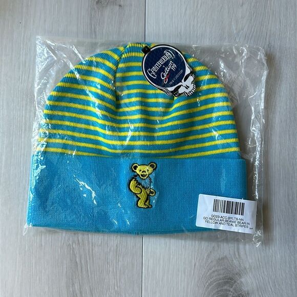 Grateful Dead Blue and Yellow Striped Beanie - Picture 8 of 10
